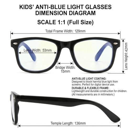 Image of Kids Blue Light Blocking Glasses Rectangle Digital Boys Girl Age for 5-12