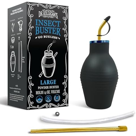 Dr. Killigan's The Insect Buster - Bulb Duster, Sprayer, Applicator, Dispenser for Diatomaceous Earth and Other Powders - Effective Dust Application Tool - Large (14oz) Cover