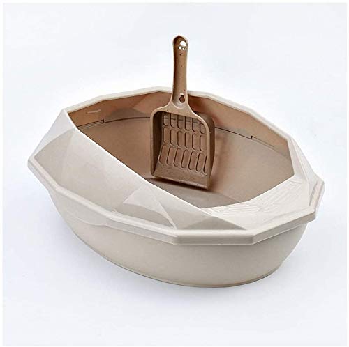 KANGLE-DERI - Aseo para gatos con forma de diamante, caja de arena semicerrada, varios colores a elegir (color: azul), marrón claro