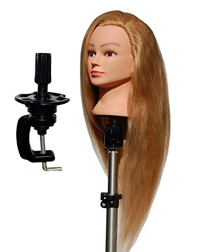 HairZtar 100% Human Hair 26 - 28" (Super Long) Mannequin Head Hairdresser Training Head Manikin Cosmetology Head with Clamp (RACHEL + Clamp)