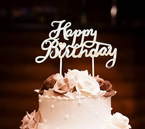 Pet-Jos Cake Topper Happy Birthday z drewna, na urodziny, do dekoracji tortów, na urodziny, do dekoracji ciasta, na imprezę, do dekoracji