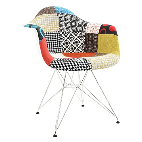 Leisuremod Willow Eiffel Chrome Base Accent Chair Living Room Armchair Modern Side Chair (Multi) #TOP12