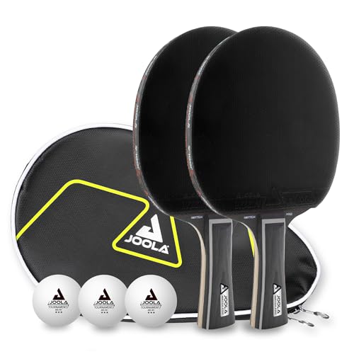 JOOLA Black Duo Pro Lot de 6 Raquettes de Tennis de Table + 3 balles de Tennis de Table + Housse de Tennis de Table Noir