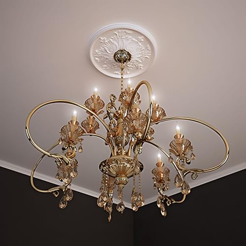 Rosace de plafond baroque moulure rococo polyuréthane pour lustre 39cm - 4