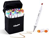Ohuhu Markers Alcohol Based Double Tipped Art Markers for Kids, Adults Coloring Drawing Illustrations, 40 Unique Colors + 1 Colorless Alcohol Marker Blender + 1 Marker Case, Chisel & Fine Dual Tips