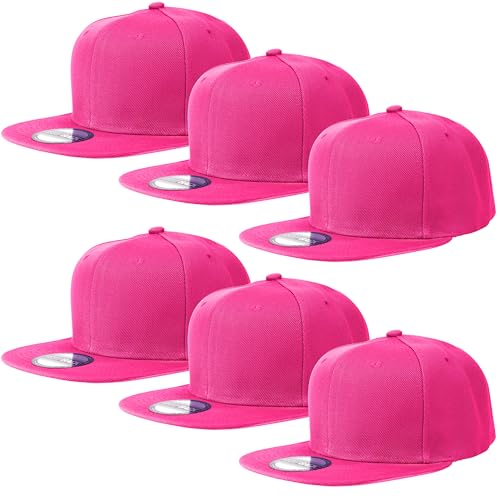 Image of Gelante Plain Blank Flat Brim Adjustable Snapback Baseball Caps LOT 6 Pack