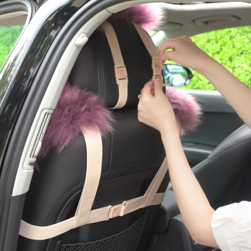 Image of 2 Pack Fluffy Sheepskin Car Seat Covers for Soft Auto Fur Pet Cushion Pad