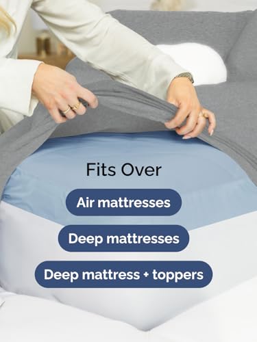 Image of Extra Deep Split King Fitted Sheet - Single Fitted Sheet - Heathered Grey | Easily Fits 18 inch to 24 inch Mattress, Soft, Wrinkle Free, Breathable & Comfy, Extra Deep Pockets Hotel Luxury Fitted Sheet