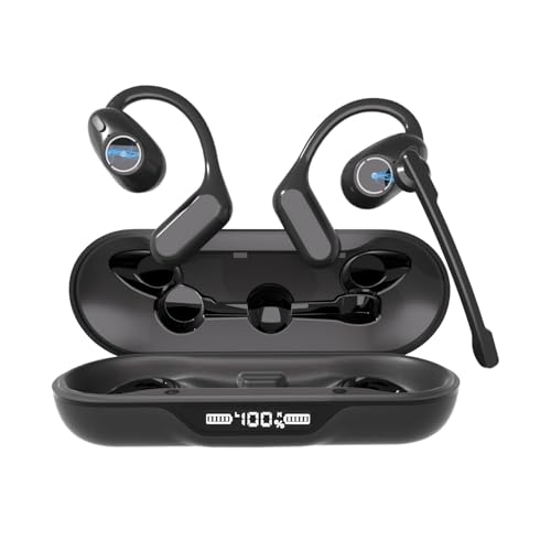 Xuuly Audifonos Oído Abierto con Ganchos con micrófono, Auriculares Bluetooth 5.4 con micrófono de Brazo Desmontable y cancelación de Ruido...