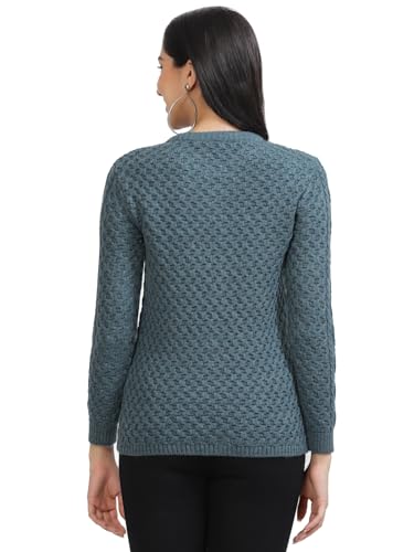 Image of Kalt Women Sweater for Winters Woolen Acrylic Full Sleeve Round Neck Cable Design Cardigan Sweater