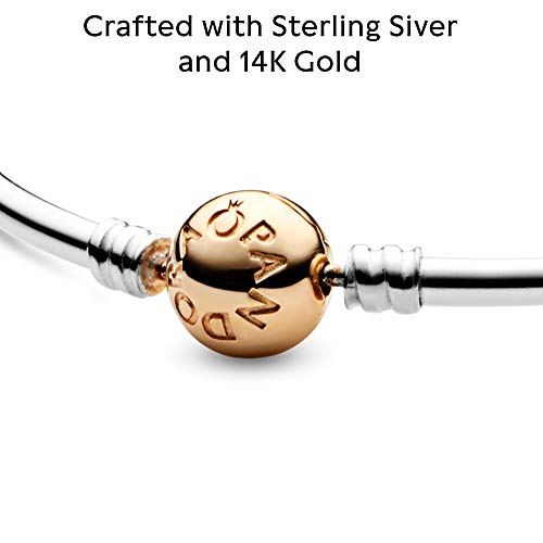 PANDORA Moments Two-Tone Ball Clasp Bangle - Bracelet for Women - Compatible Moments Charms - Features 14k Gold & Sterling Silver - Gift for Her - 7.5", With Gift Box4
