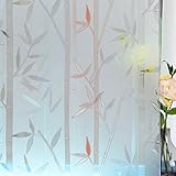 Static Cling Window Film,Privacy Door Film,Decorative Glass Film,Bamboo Stained Glass Window Tint Anti UV for Home and Office Decoration,17.5 inches by 78.7 inches