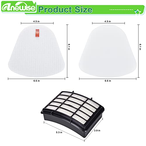 Anewise Vacuum Replacement Filter For Shark Navigator Lift-Away Zu503Amz, Nv350, Nv351, Nv352, Nv355, Nv356, Nv357,Nv358,Nv360, Uv540, Uv440, 2 Pre-Felt + 1 Hepa Filter Replace Part #Xff350 & Xhf350 #TOP2