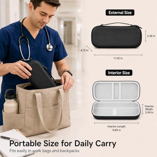 Image of Stethoscope Case for 3M Littmann Classic III /Cardiology IV, Matt-Black | for MDF Acoustica Stethoscopes, for Nurses, Doctors, Nursing School Essentials, Students, Clinic, EMS, Travel, Hard Bag Only