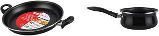 MAGEFESA Black Paellera 30 cm de Acero esmaltado, Antiadherente bicapa Reforzado, Color Negro Exterior + Black Cazo 16 cm de Acero esmaltado, Antiadherente bicapa Reforzado, Color Negro Exterior