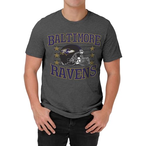FOCO Baltimore Ravens NFL Mens Gridiron Glory T-Shirt - Dark Heather Grey - L