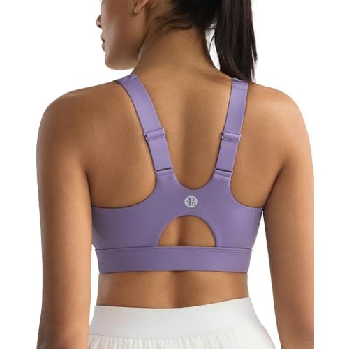 RUNNING GIRL Sports Bras for Women High Support,Adjustable Racerback Molded Cup Sports Bra Yoga Athletic Workout Bra Misty Purple XX-Large