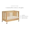 Babyletto Maki Full-Size 2-in-1 Portable Folding Crib with Toddler Bed Conversion Kit in Honey, Greenguard Gold Certified