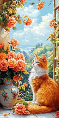 Diamond painting chat et paysage pour un moment détente et déco salon grand format