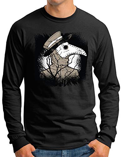 OM3 The Plague Doctor t-shirt manches longues pour soirées dark occult horror homme noir