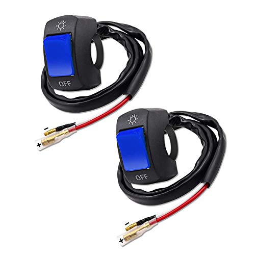Ourbest Blue Motorcycle Handlebar Switch 12V for Motorbike Scooter, Fog Light On Off Toggle Switchfor Electrombile-2Pcs
