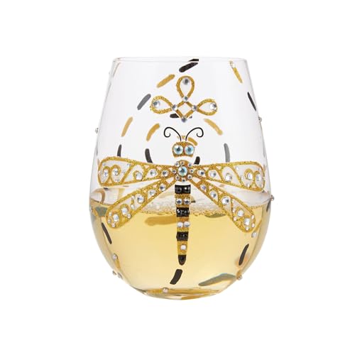 Verre à vin peint à la main Lolita au design libellule multicolore - 3