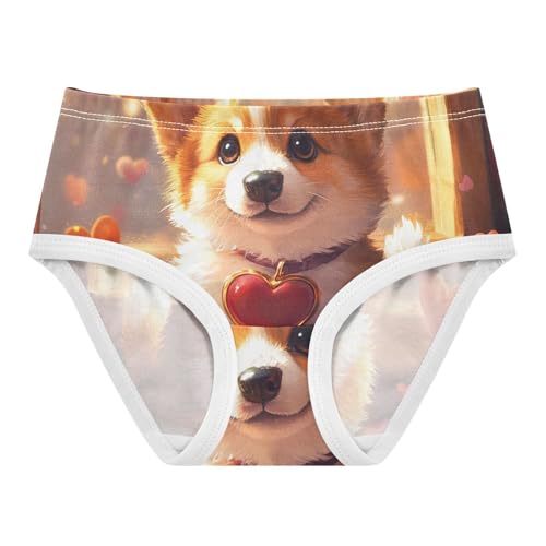 Cotton Girls Underwear Toddler Cute Corgi Puppy Heart Cute Panties Girl Fun Print Undies Kids Briefs 2t