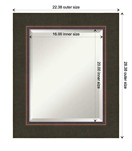 Amanti Art Beveled Wood Bathroom Mirror (26.5 X 22.5 In.), Milano Bronze Frame - Wall Mirror Bronze,Brown, Small #TOP3