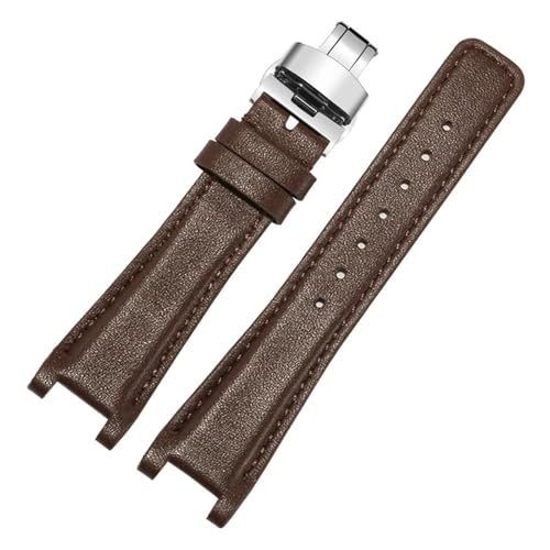 Bracelet montre cuir YA1332 YA1333 LUGEMA pour remplacer une attache concave usée 22-14mm brun