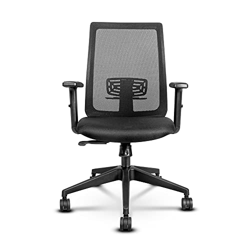 Image of Wipro Breathe Mid Back Mesh Ergonomic Home & Office Chair (Black) with Adjustable armerst, Nylon Base and Nylon Castors, BIFMA Compliant