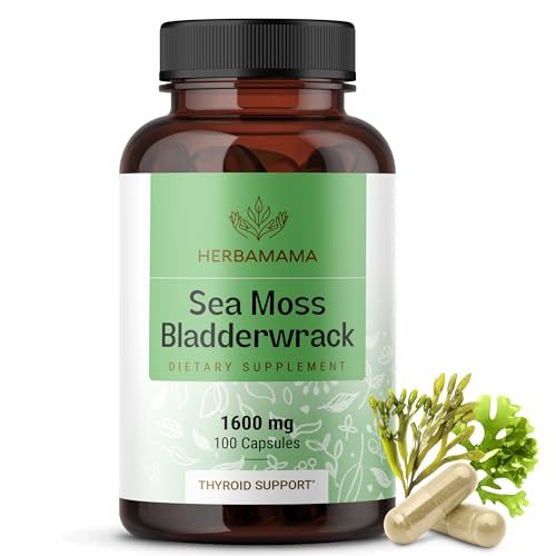 HERBAMAMA Sea Moss & Bladderwrack Capsules (1600mg, 100 count)