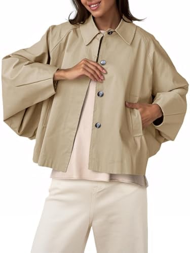 Cicy Bell Womens Cropped Jacket Lightweight Batwing Sleeve Trendy...