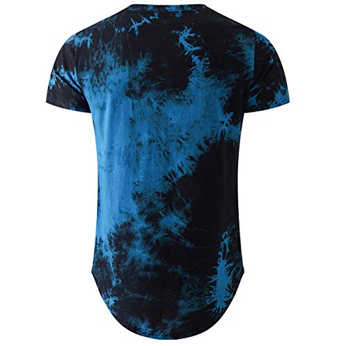 KLIEGOU Mens Hip Hop Tie-Dyed Hipster Curve Hem T Shirt2