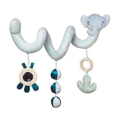 Manhattan Toy Safari Elephant Spiral Stroller and Crib Toy with Baby Mirror, Rattle and Teether