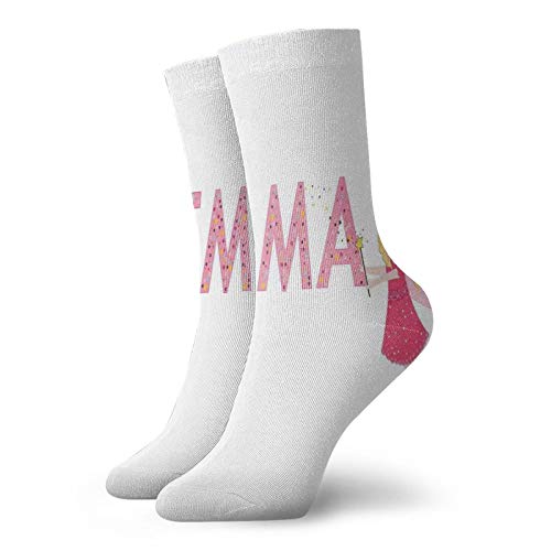 Fashion Compression Socks,Cute Fairy Princesses Holding A Popular Widespread Girl Name With Polka Dots Pattern,Performance Polyester Cushioned Athletic Crew Socks for Running,Athletic, -12 inch