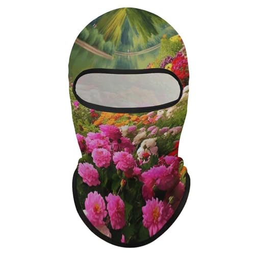 Balaclava para hombres para esquí y ciclismo con diseño de flores, cubre cara completa para mujer miniatura 7