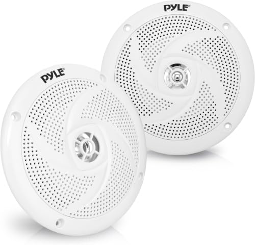 Image of Pyle Marine Speakers - 5.25 Inch 2 Way Waterproof and Weather Resistant Outdoor Audio Stereo Sound System with 180 Watt Power and Low Profile Slim Style - 1 Pair - PLMRS5W (White) (Pack of 10)