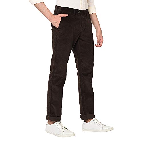 Image of Blackberrys Men's Cotton Blend Self-Design Slim Fit Casual Trousers