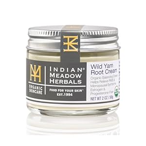 Indian Meadow Herbals Wild Yam Root Cream (2oz) – USDA Certified Organic Balancing Cream for PMS & Menopause Relief – Estrogen & Progesterone-Free. Handmade By US. Woman-owned & Operated Since 1994.