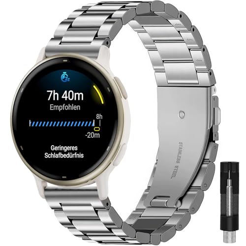 Gittos 20mm Metal Correa para Garmin Vivomove 3/HR/Style/Luxe, Garmin Vivoactive 5/3, Garmin Forerunner 55/165/245/645 Music/Venu Sq 2 Pulsera Sport Correa