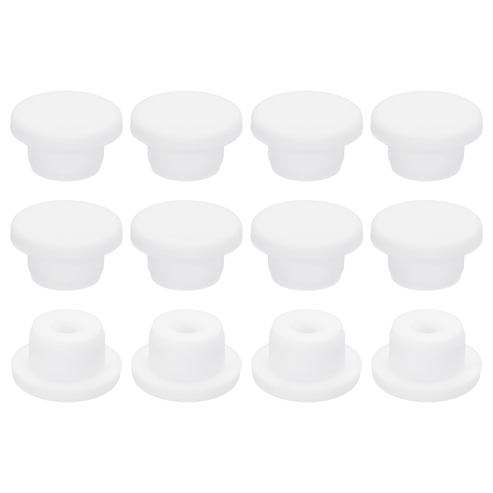 sourcing map 35Pcs Silicone Hole Plug 18mm, White High Temp T Type Rubber Stoppers for 17-17.8mm Hole, Waterproof Button Hole End Covers for Powder Coating, Sealing Plugs, Pipe Holes