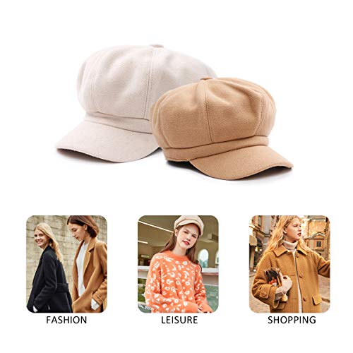 DORRISO-Elegant-Femmes-Beret-Chapeau-Loisir-Voyage-Chapeau-Newsboy-Beret-Chapeau-Basque-Femme-Chapeau-Octogonal-54-60CM