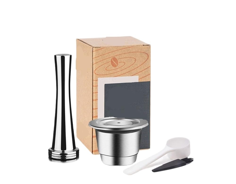 Compatibile Con Nespresso Capsula Caffè Riutilizzabile Acciaio Inox | Involucro acciaio liscio, filtro fine, supporta riempimenti ripetuti domestici(1 capsule 1t)