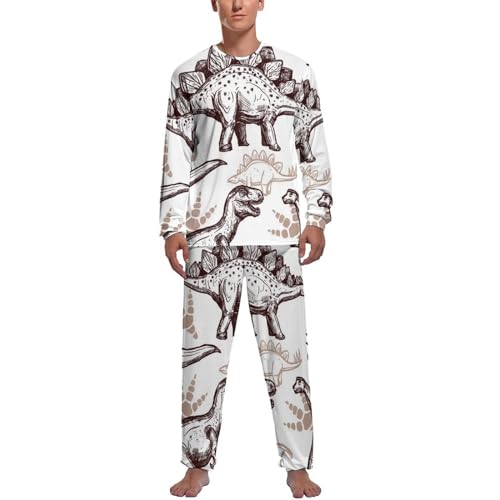 Pyjama dinosaure brun ensemble de pyjama homme manches longues pantalon de nuit