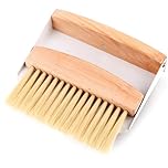 Small Dustpan and Brush Set Mini Portable Dustpan and Brush Wooden Table Brush Metal Dust Pan for Sweeping Table Tabletop, Countertop, Desktop