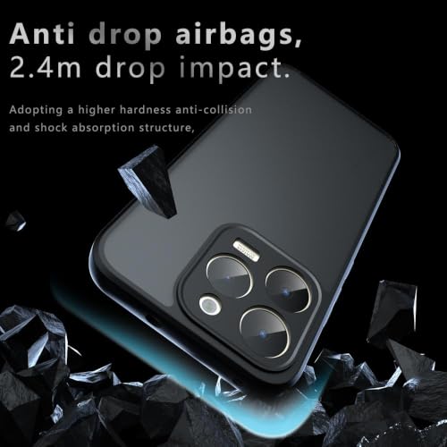 Image of Matte PC + TPU Back Cover Case for Realme 15t 5G / Realme Narzo 90 5G, Air Bag Protection, Anti-Fingerprint, Never Turns Yellow, Micro Arc Edge, Camera Protection, Black