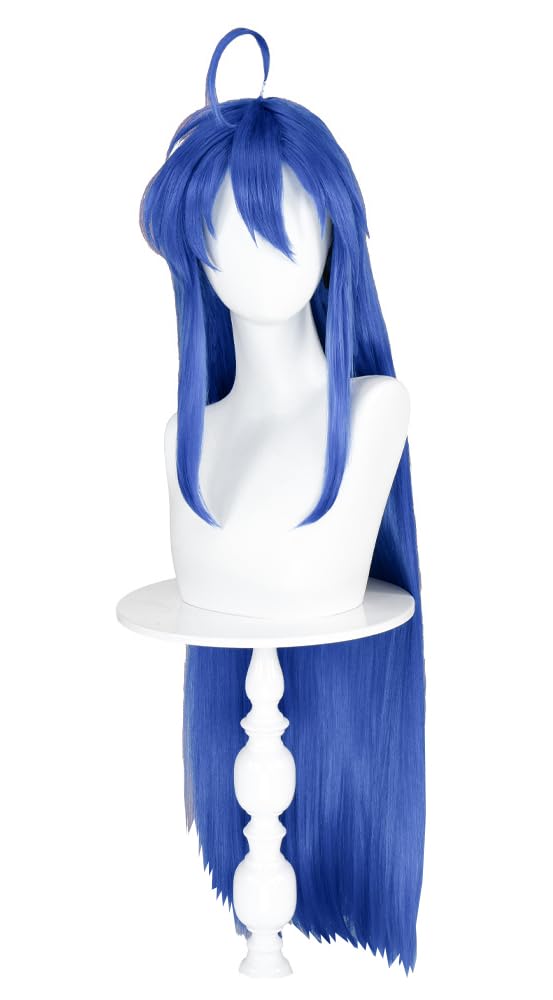 Anime Cosplay Wig Blue Hair Wigs Long Straight Wig with Bangs Costume Cosplay Wigs (Blue)