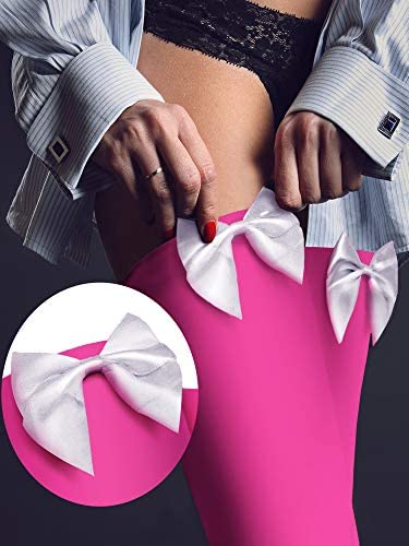 Boao 3 Pairs Thigh High Stockings Thigh High Socks with Bow for Women over Knee Lingerie Stockings for Cosplay Daily Wear: Medium Purple, Rose Red, Pink