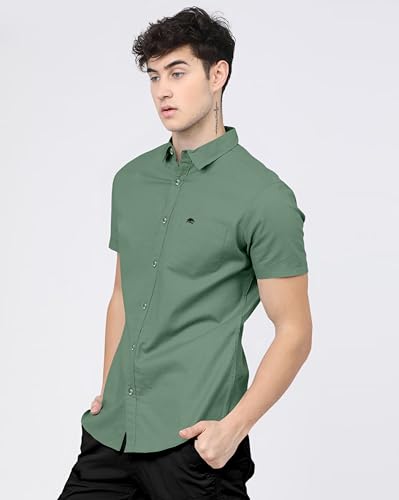 Image of BRUCEWANE Men's 100% Cotton Half Sleeve Shirt