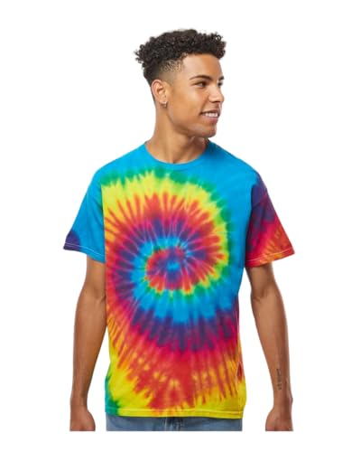 TICTEX T-shirt batik unisexe by Colortone – T-shirts colorés pour femmes et hommes – Tie-Dye – Vêtements hippie – T-shirt néon en coton S M L XL XXL...